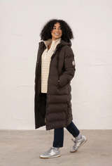Lighthouse Ladies Savannah Long Padded Jacket in Cocoa brown, women's long warm coat