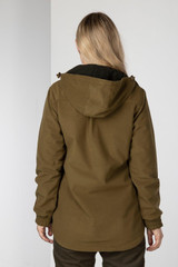 Rydale Ladies Danby Shooting Smock in Light Khaki, women's overhead waterproof jacket with hood