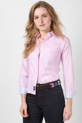 Rydale Ladies Matila Shirt in Pink, women's country style stripe pattern shirt in brushed cotton