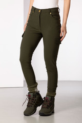 Rydale ladies Aike walking trousers with pocket in Khaki green.