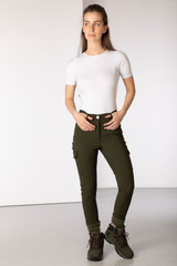 Rydale ladies Aike walking trousers with pocket in Khaki green.