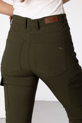 Rydale ladies Aike walking trousers with pocket in Khaki green.