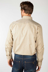 Rydale men's Poacher long sleeved checked shirt in Beige.