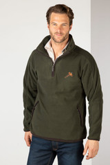 Rydale men's Gransmoor half zip fleece jumper in green.