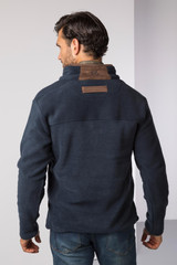 Rydale Huggate Overhead Fleece, men's country fleece pullover in Ink Blue with contrast piping