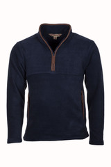 Rydale Huggate Overhead Fleece, men's country fleece pullover in Ink Blue with contrast piping