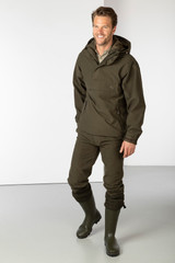 Rydale Danby Shooting Smock, men's waterproof country smock in dark olive green