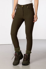 Rydale Ladies Kilnwick II Walking Trousers, women's quick drying and stretchy softshell trousers in military green