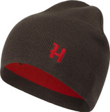 Harkila Aspire Reversible Beanie Hat in shadow brown and red