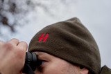 Harkila Aspire Reversible Beanie Hat in shadow brown and red