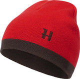 Harkila Aspire Reversible Beanie Hat in shadow brown and red