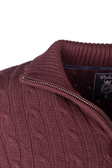 Rydale Ladies Emma Quarter Zip Cable Knit Jumper in Burgundy, women's country style jumper