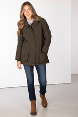 Rydale Ladies Gembling Dry Coat, women's waterproof country jacket in dark olive