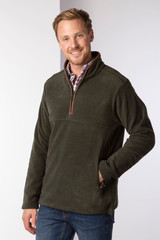 Rydale Huggate Overhead Fleece, men's country fleece pullover in khaki