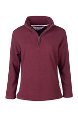 Rydale Ladies Kelk Overhead Pheasant Fleece in dark bungundy, women's country fleece pullover