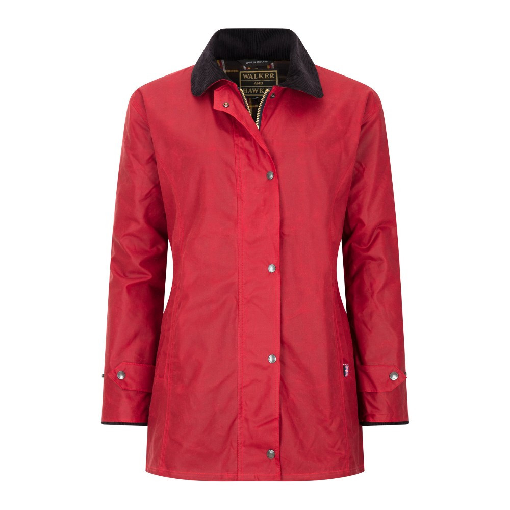 Veste Longue Femme Walker And Hawkes Sofia - 100% Coton Ciré, Longueur 3/4, Imperméable, Col Velours - 7