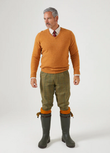Alan Paine Rutland Tweed breeks in dark moss colour, men's country breeks in green check Alan Paine Rutland Tweed breeks in dark moss colour, men's country breeks in green check