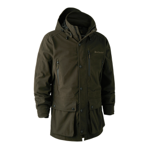 Deerhunter Pro Gamekeeper Jacket in Peat, waterproof and breathable long jacket with hood Deerhunter Pro Gamekeeper Jacket in Peat, waterproof and breathable long jacket with hood