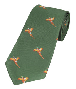 Pheasant patterned green tie by Jack Pyke