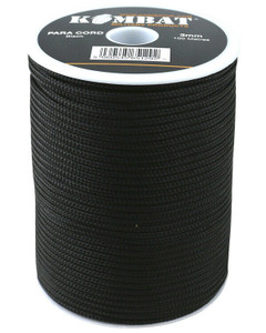 Kombat UK paracord on a 100 metre reel in black, 3mm x 100m Kombat UK paracord on a 100 metre reel in black, 3mm x 100m