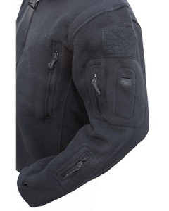 Kombat UK tactical recon fleece hoodie in black, men's full zip thick fleece with hood and Velcro patches Kombat UK tactical recon fleece hoodie in black, men's full zip thick fleece with hood and Velcro patches