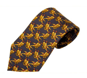 Bisley No.47 100% silk country tie, blue tie with pheasants pattern Bisley No.47 100% silk country tie, blue tie with pheasants pattern