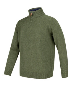 Hoggs of Fife Lothian pullover jumper in thyme green, men's zip neck jumper Hoggs of Fife Lothian pullover jumper in thyme green, men's zip neck jumper