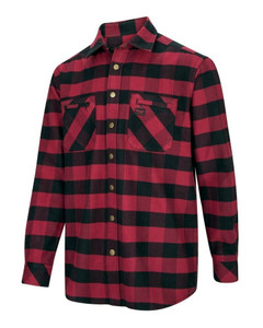 Hoggs of Fife Tentsmuir heavy weight flannel shirt in red and black check, men's country check cotton shirt