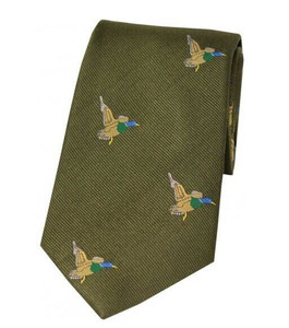 Soprano country style silk tie, green background with duck pattern Soprano country style silk tie, green background with duck pattern