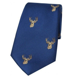 Soprano Silk Tie with Stag Head Pattern in navy Soprano Silk Tie with Stag Head Pattern in navy