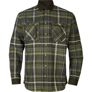 Harkila Pajala Shirt in Olive Check, men's flannel cotton shirt in green country check pattern Harkila Pajala Shirt in Olive Check, men's flannel cotton shirt in green country check pattern