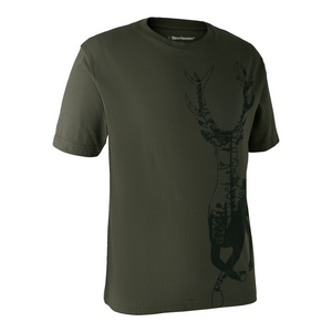 Deerhunter Short Sleeve T Shirt with Deer motif, men's top in green