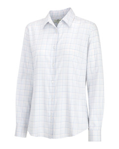 Hoggs of Fife Ladies Callie Twill Check Shirt in white pink and blue, women's country check shirt Hoggs of Fife Ladies Callie Twill Check Shirt in white pink and blue, women's country check shirt