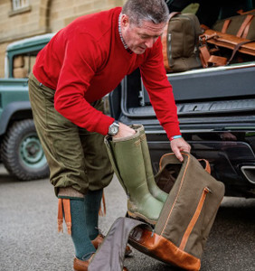 Harkila Retrieve Boot Bag in green with leather trim Harkila Retrieve Boot Bag in green with leather trim
