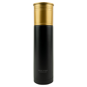 Jack Pyke drinks flask in a shotgun cartridge style Jack Pyke drinks flask in a shotgun cartridge style