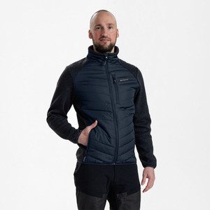 Deerhunter Moor Padded Jacket with Knit 5572 in blue, men's quilted shooting jacket Deerhunter Moor Padded Jacket with Knit 5572 in blue, men's quilted shooting jacket
