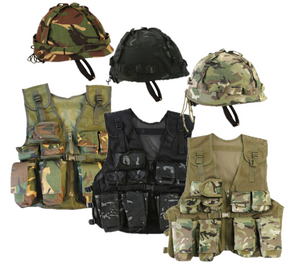 Kombat UK Children's Assault Vest and Helmet Set in army camouflage