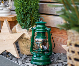 Feuerhand 276 Hurricane Lantern Lamp in Moss Green, garden lamp