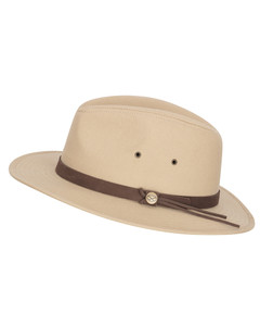 Hoggs of Fife Panmure Canvas Foldable Hat in Desert Beige, unisex cotton summer hat