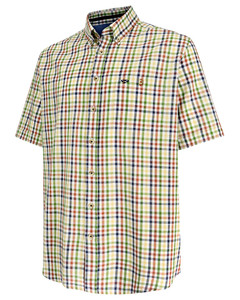Hoggs Of Fife Aberdour shirt. Men's Short sleeved shirt in gold/navy check pattern. Hoggs Of Fife Aberdour shirt. Men's Short sleeved shirt in gold/navy check pattern.