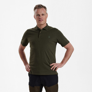 Deerhunter Christian Polo Shirt 8652, men's shirt sleeve polo top in green