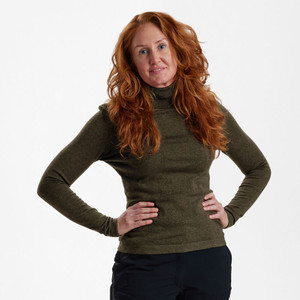 Deerhunter Lady Darlington roll neck jumper 8346 in Cypress, with logo embroidery on  chest.