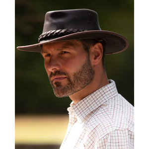 Walker & Hawkes Leather Outback Braided Traveller Hat