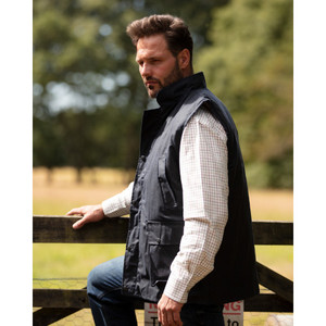 Walker & Hawkes Winchester Wax Gilet in Navy, men's wax country bodywarmer Walker & Hawkes Winchester Wax Gilet in Navy, men's wax country bodywarmer