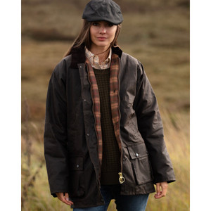 Walker & Hawkes Ladies Kirkstall Wax Padded Jacket in brown, women's waterproof wax shooting jacket Walker & Hawkes Ladies Kirkstall Wax Padded Jacket in brown, women's waterproof wax shooting jacket