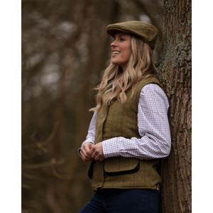 Walker & Hawkes Ladies Derby Tweed Bayston Gilet in Light Sage, women's tweed waistcoat Walker & Hawkes Ladies Derby Tweed Bayston Gilet in Light Sage, women's tweed waistcoat