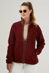 Alan Paine Ladies Aylsham Fleece Jacket Bloodstone, women's country fleece jacket in burgundy