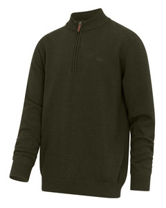 Hoggs of Fife Falkirk Quarter Zip Pullover in green, men's cotton country jumper Hoggs of Fife Falkirk Quarter Zip Pullover in green, men's cotton country jumper