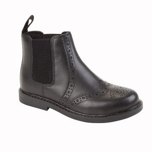 Roamers Children's Brogue Style Dealer Boots, kid's country dealer boots in black leather