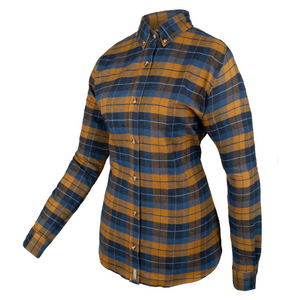 Jack Pyke Ladies Bleasdale Heavy Flannel Shirt in Navy Russet Check Jack Pyke Ladies Bleasdale Heavy Flannel Shirt in Navy Russet Check